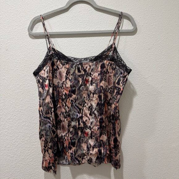 ALLSAINTS Nia Masala Lizard Snake Print Lace Trim Cami Tank Top Sz 8 Y2K - Picture 6 of 7